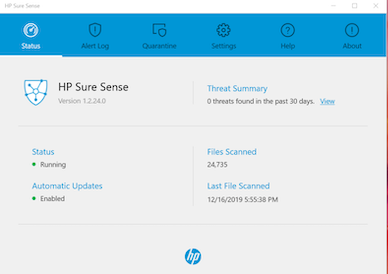 HP Sure Sense 安全性能，透過人工智能的協助，為系統提供多一重保障。