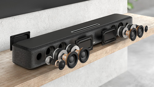 雖然音箱長度只有 650mm ，但 Denon Home Sound Bar 550 中間就有多達 9 個高中 低音單元，輸出的聲音音場能媲美大型 AV 擴音機。